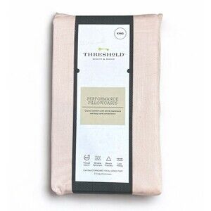 2 King Threshold 100% Cotton Solid Pillowcases Blush Pink 400tc Wrinkle Resist
